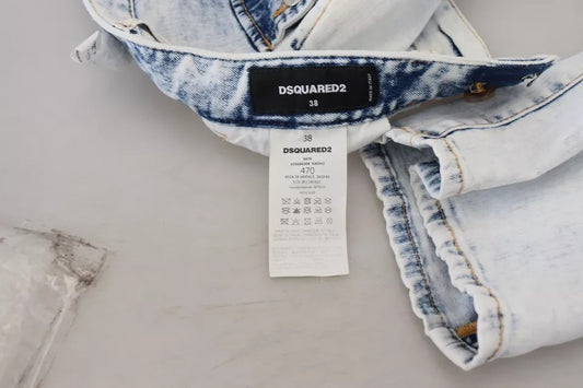 Blue denim jeans on a table