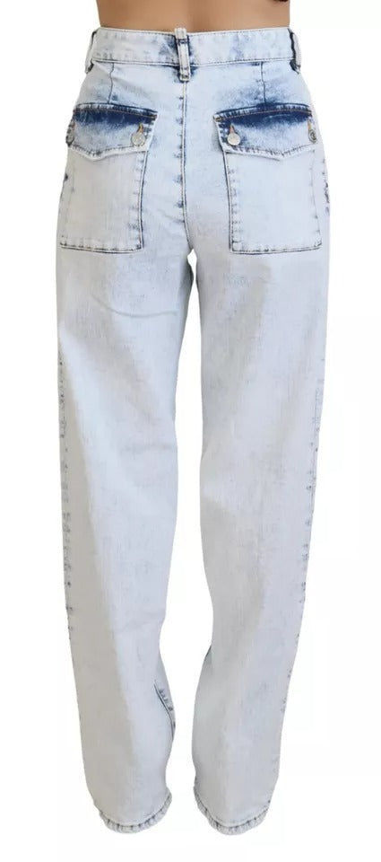 Pair of light blue denim jeans