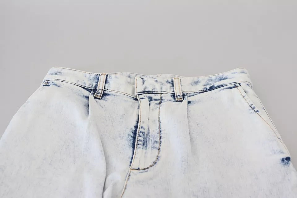 Pair of distressed denim jeans