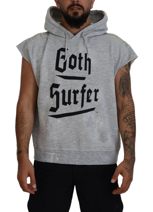 Grey hoodie with Gothic font design on front