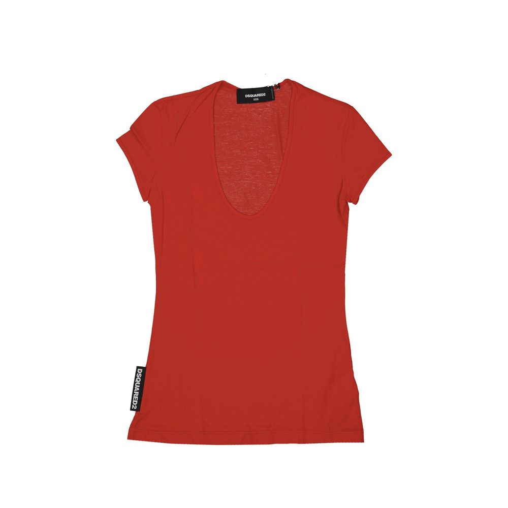 Red short sleeve shirt on a hanger