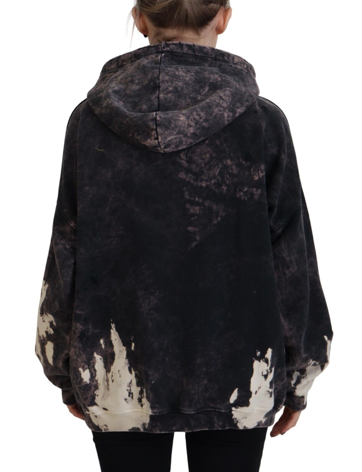 Black hoodie with white paint splatters on back