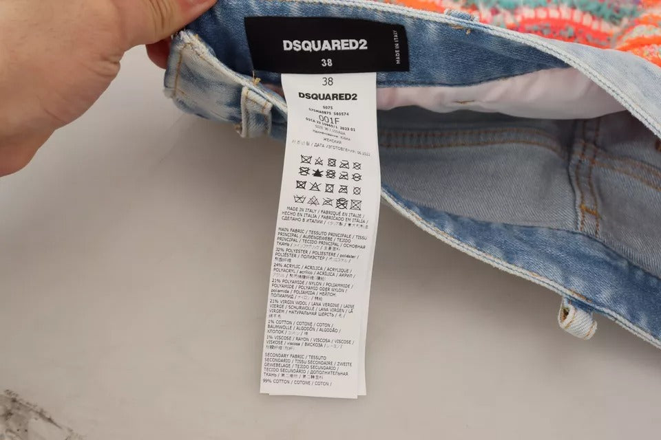 Blue jeans with tag inside waistband
