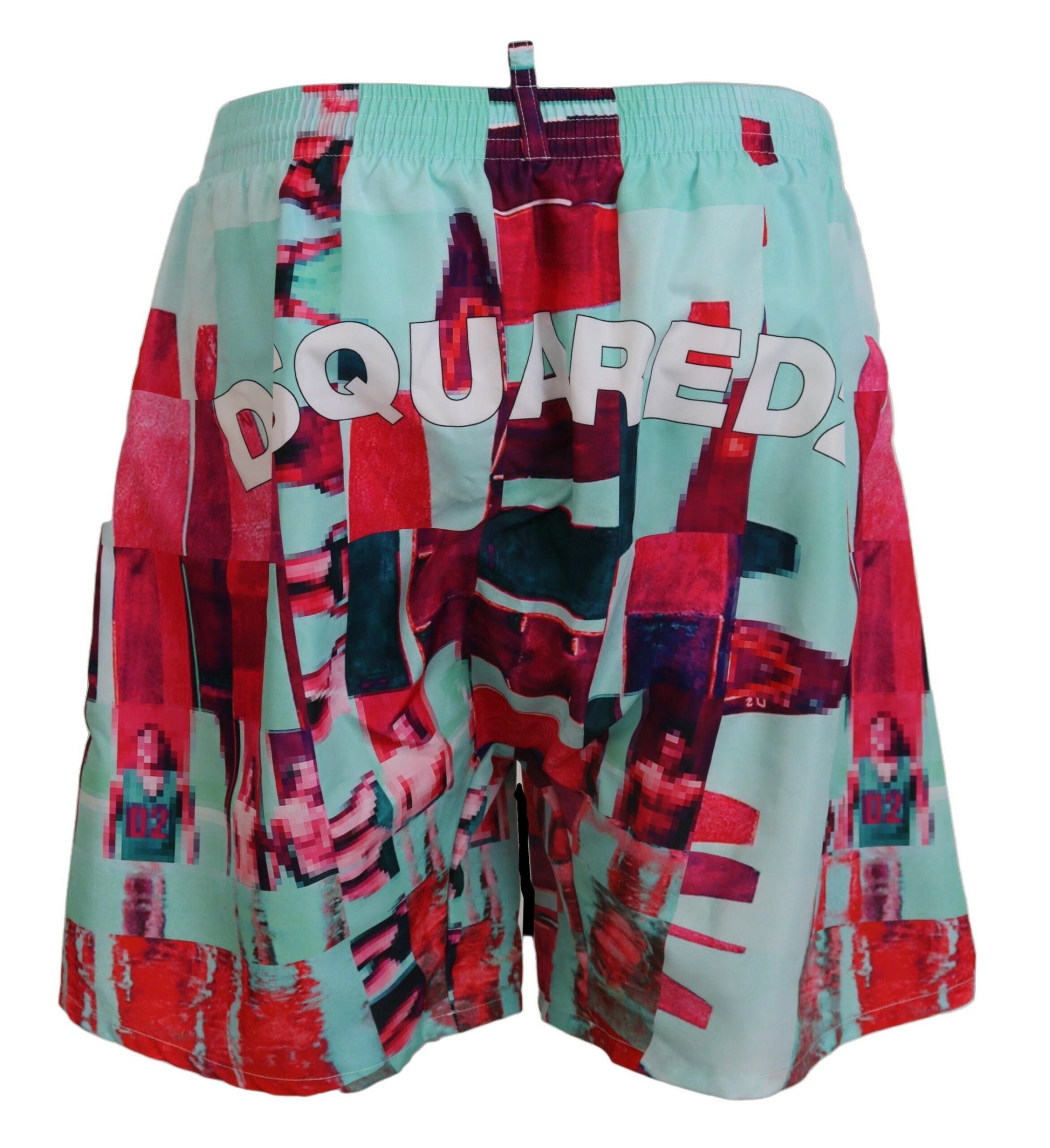 Shorts with a collage design on them