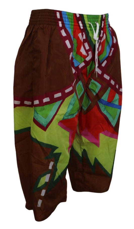 Brown pants with colorful design on front