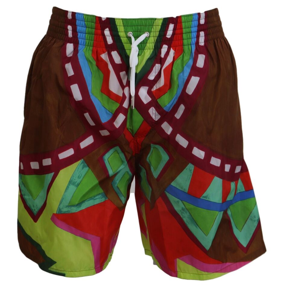 Colorful patterned shorts with a drawstring waistband