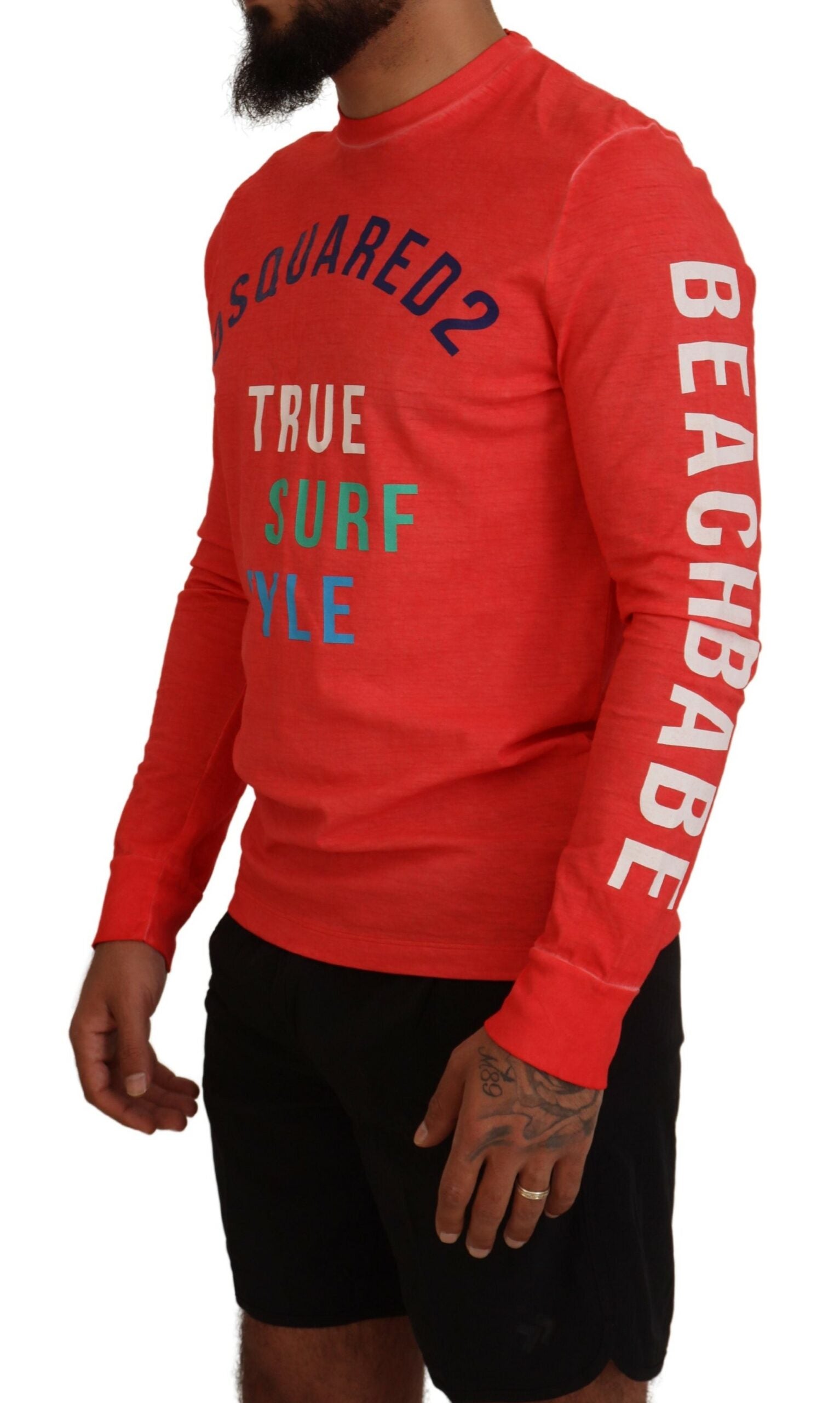 Long sleeve red shirt with beach theme design