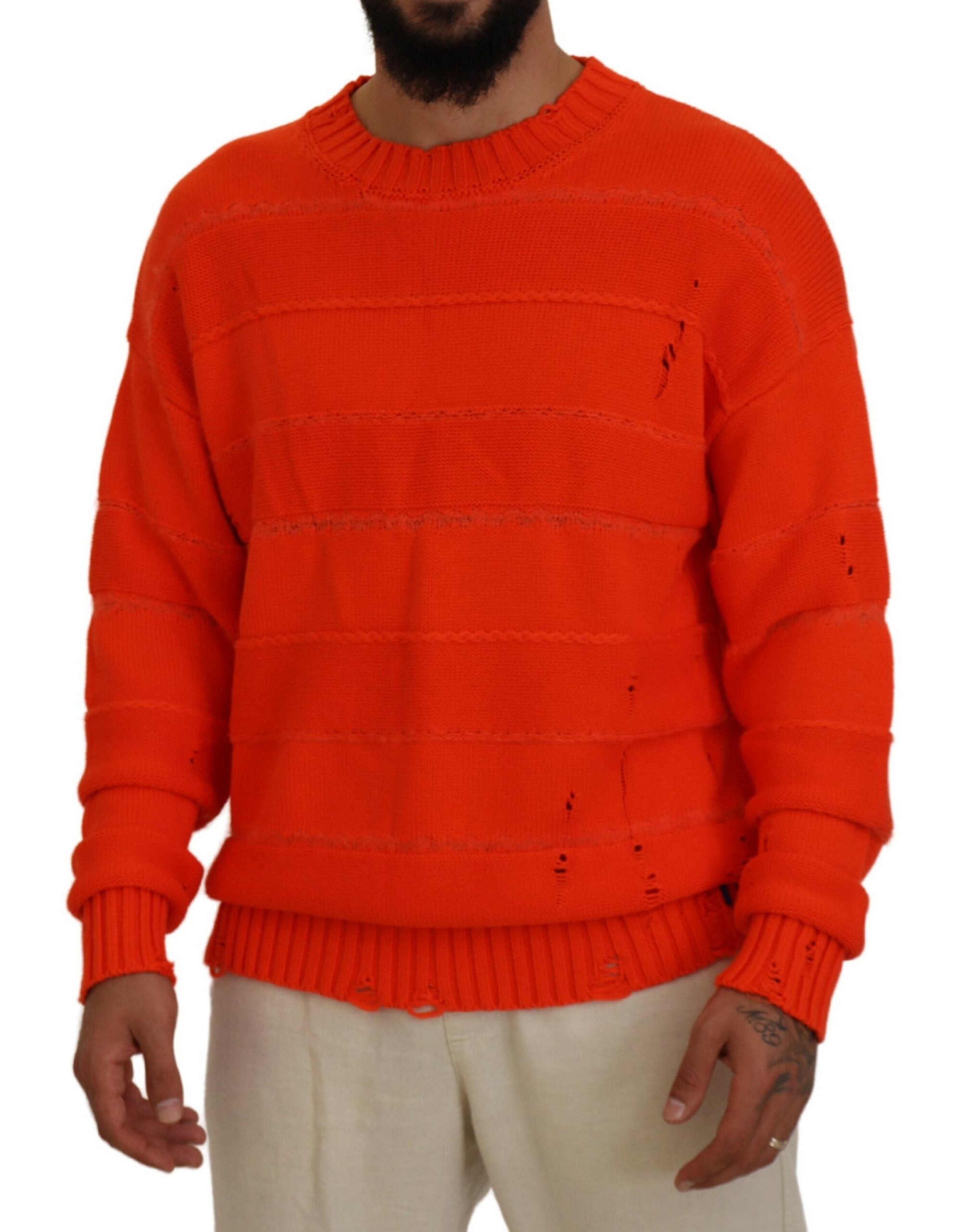 Man wearing orange sweater