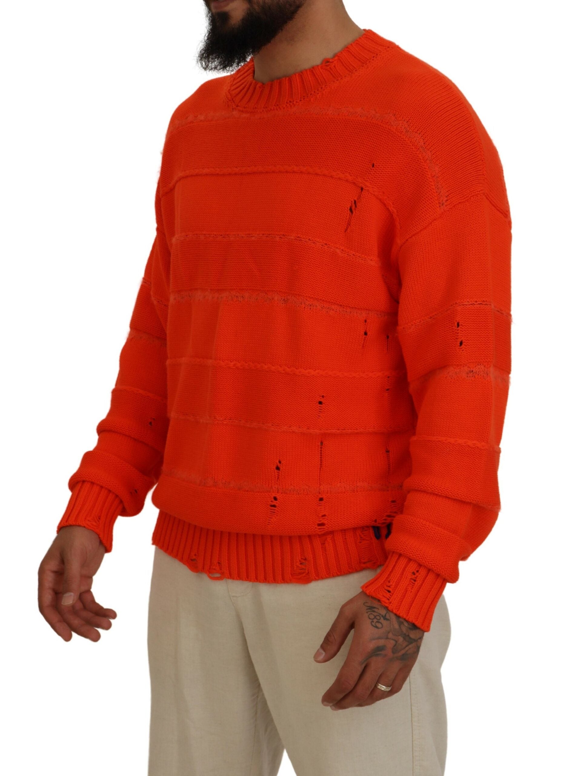 Man wearing orange sweater