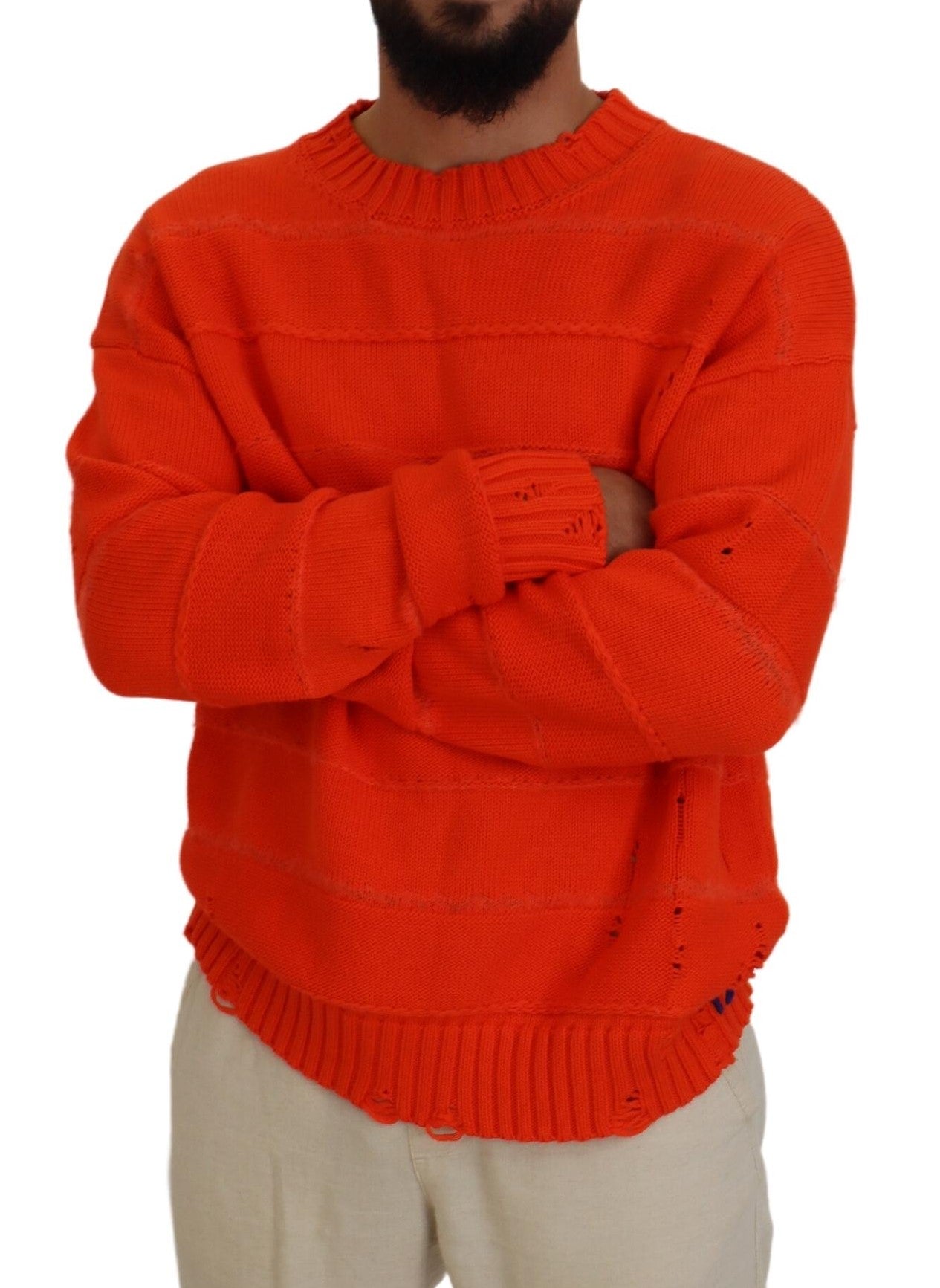 Man wearing orange sweater