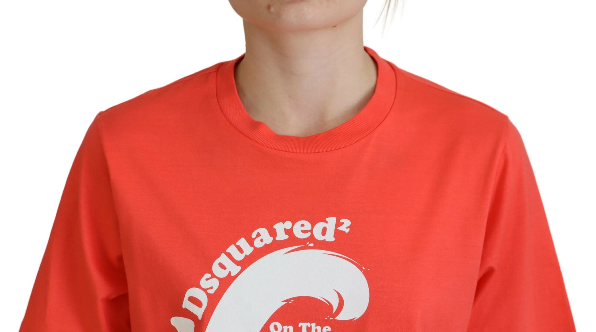 Red t-shirt with white lettering