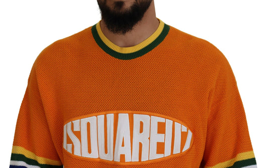 Orange sweater with white lettering