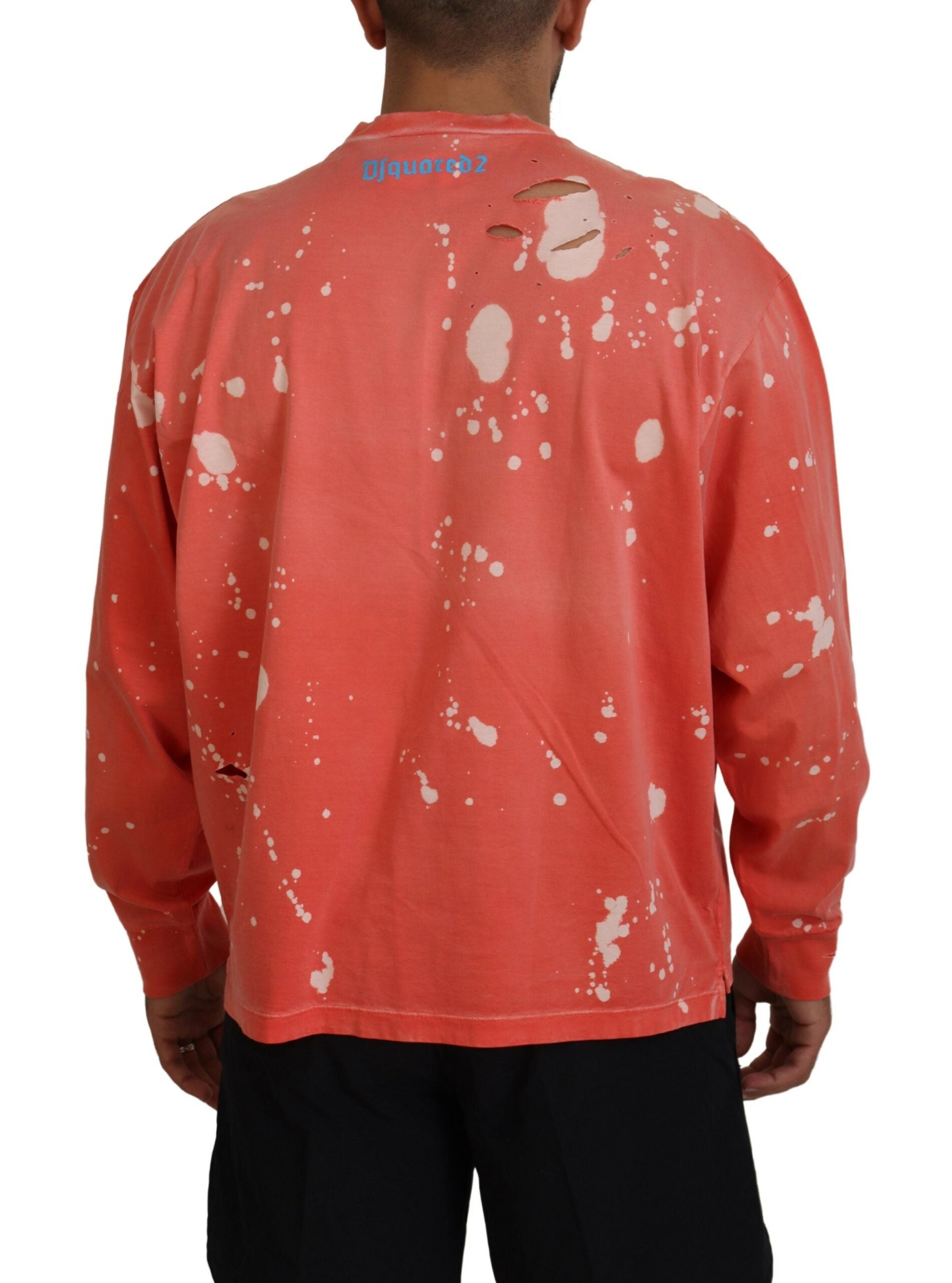 Man wearing red shirt with peeling paint