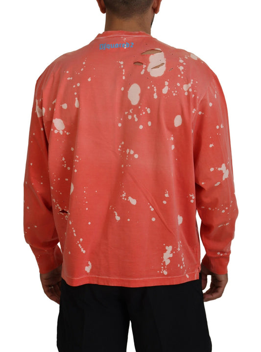 Man wearing red shirt with peeling paint