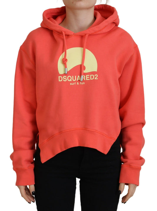 Red hoodie with yellow logo on front