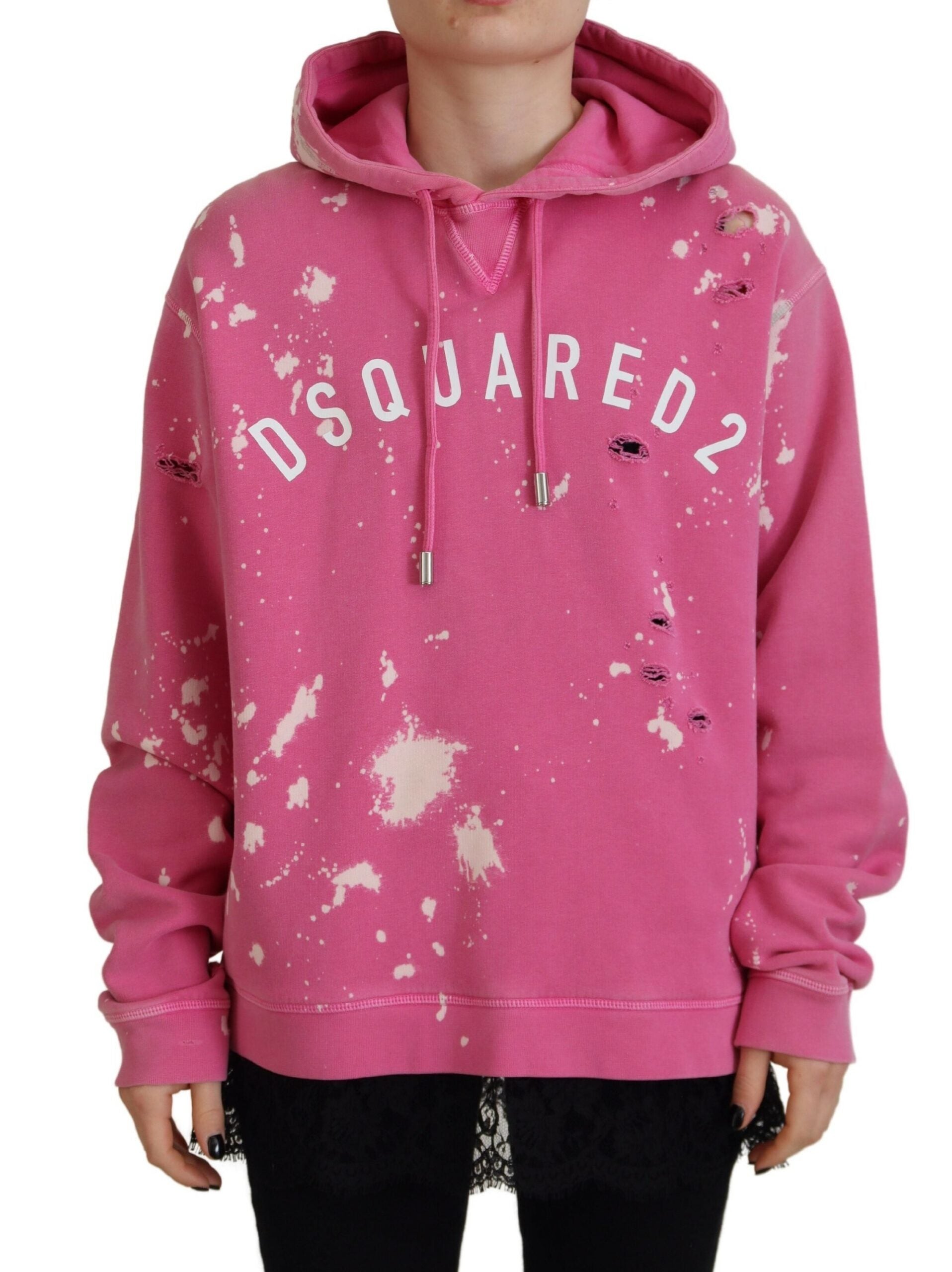 Pink hoodie with white lettering