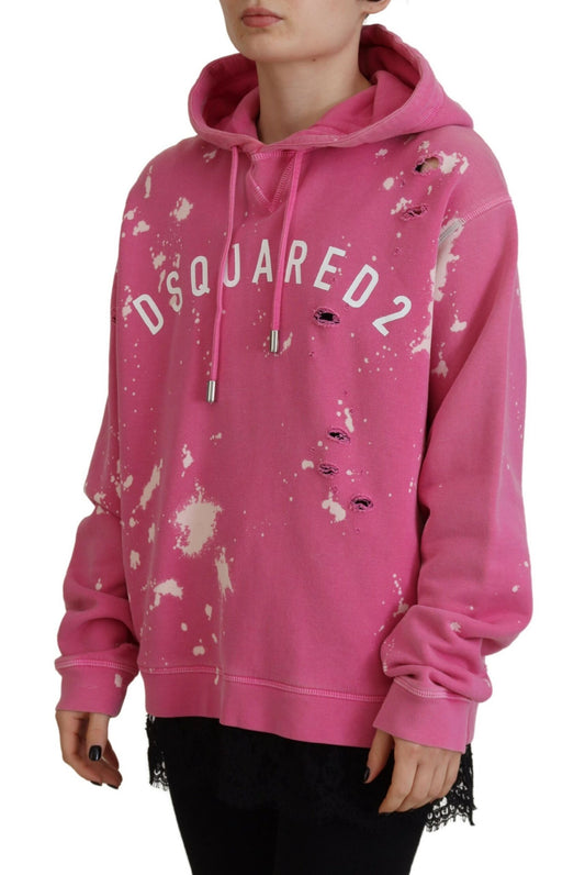 Pink hoodie with white lettering