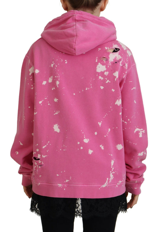 Pink hoodie with white spots