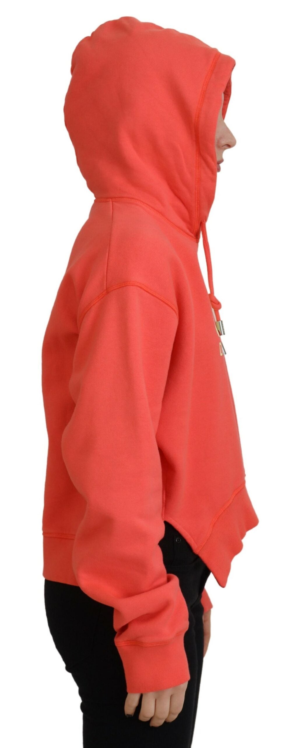 Red hoodie with white stripe on sleeve