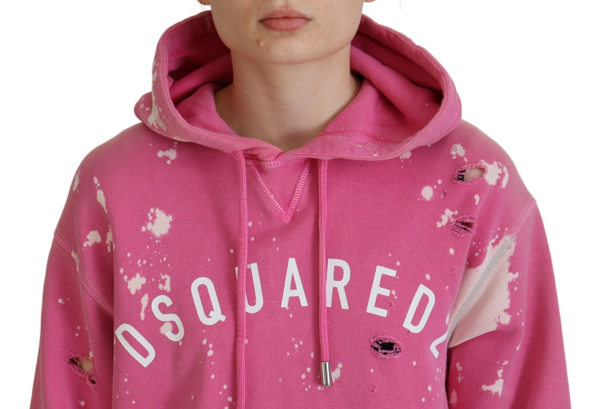 Pink hoodie with white lettering