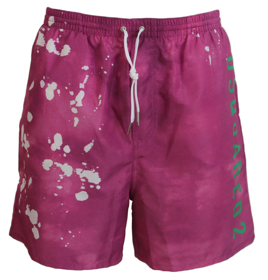Pink tie dye shorts with white spots