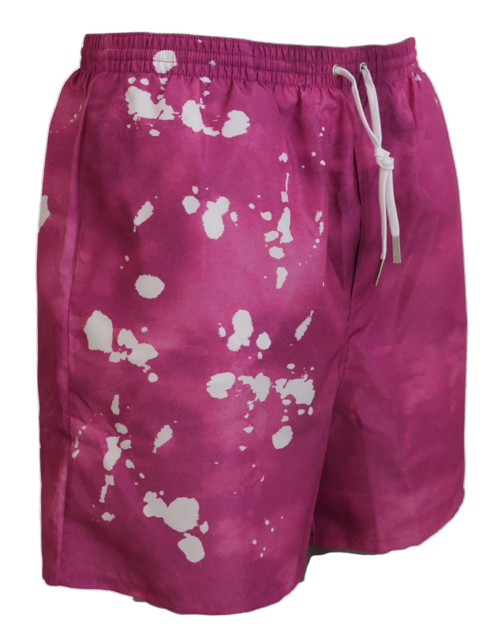 Pink tie dye shorts with white spots