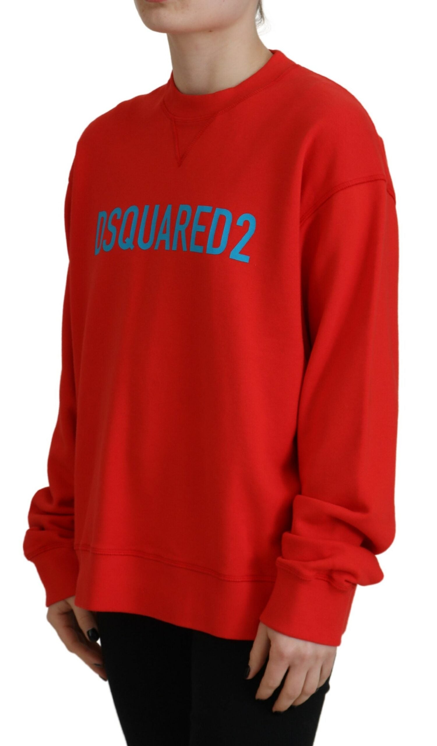 Red sweatshirt with blue lettering