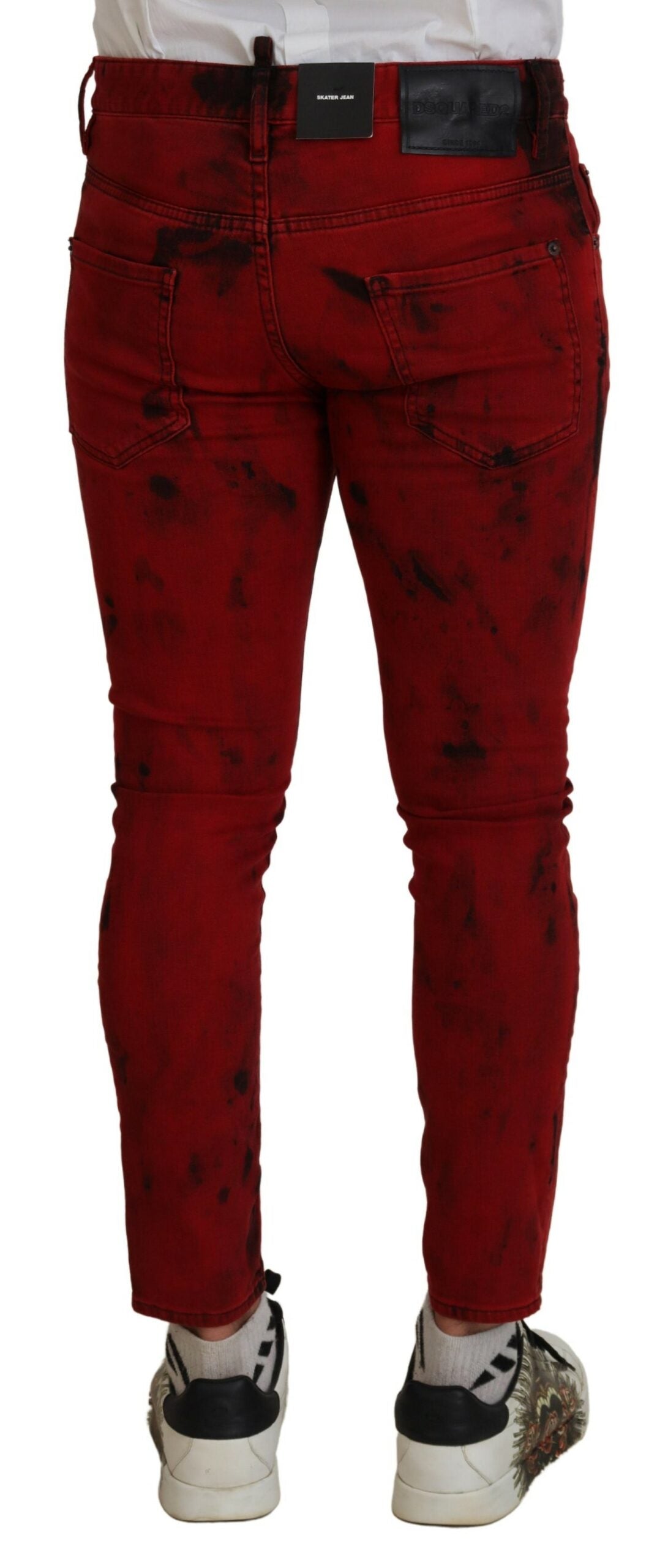 Red denim jeans on a mannequin