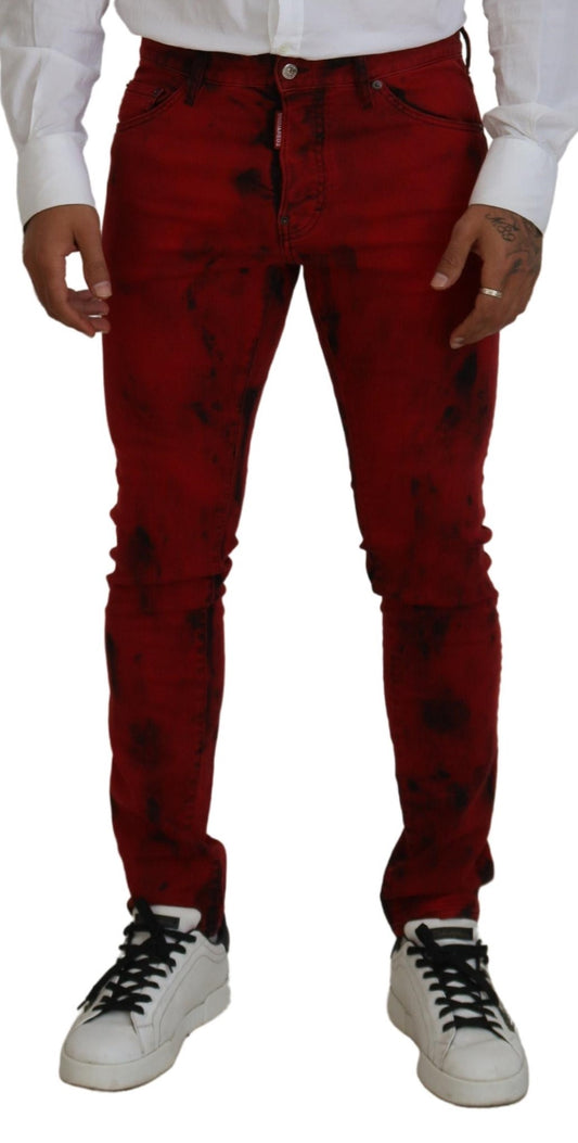 Man wearing red pants and black shoes