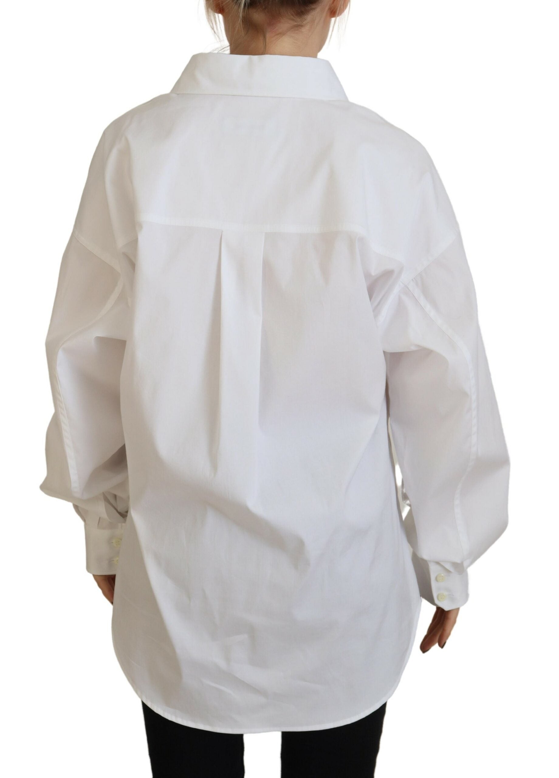 A white cotton button down collared dress shirt top