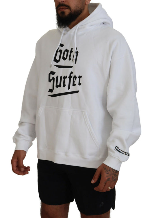 White hoodie with Gothic lettering on front
