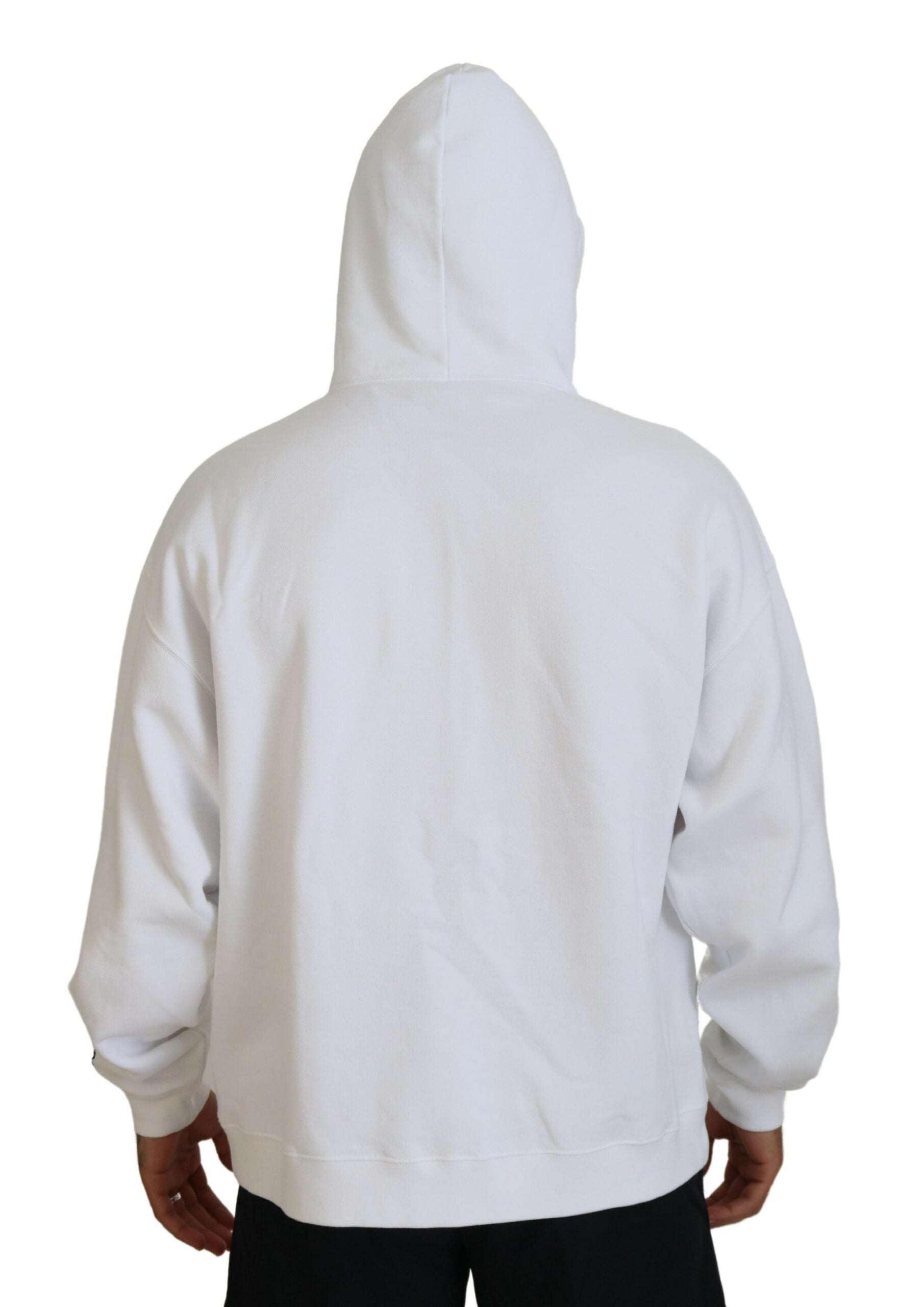 White hoodie with black design on back