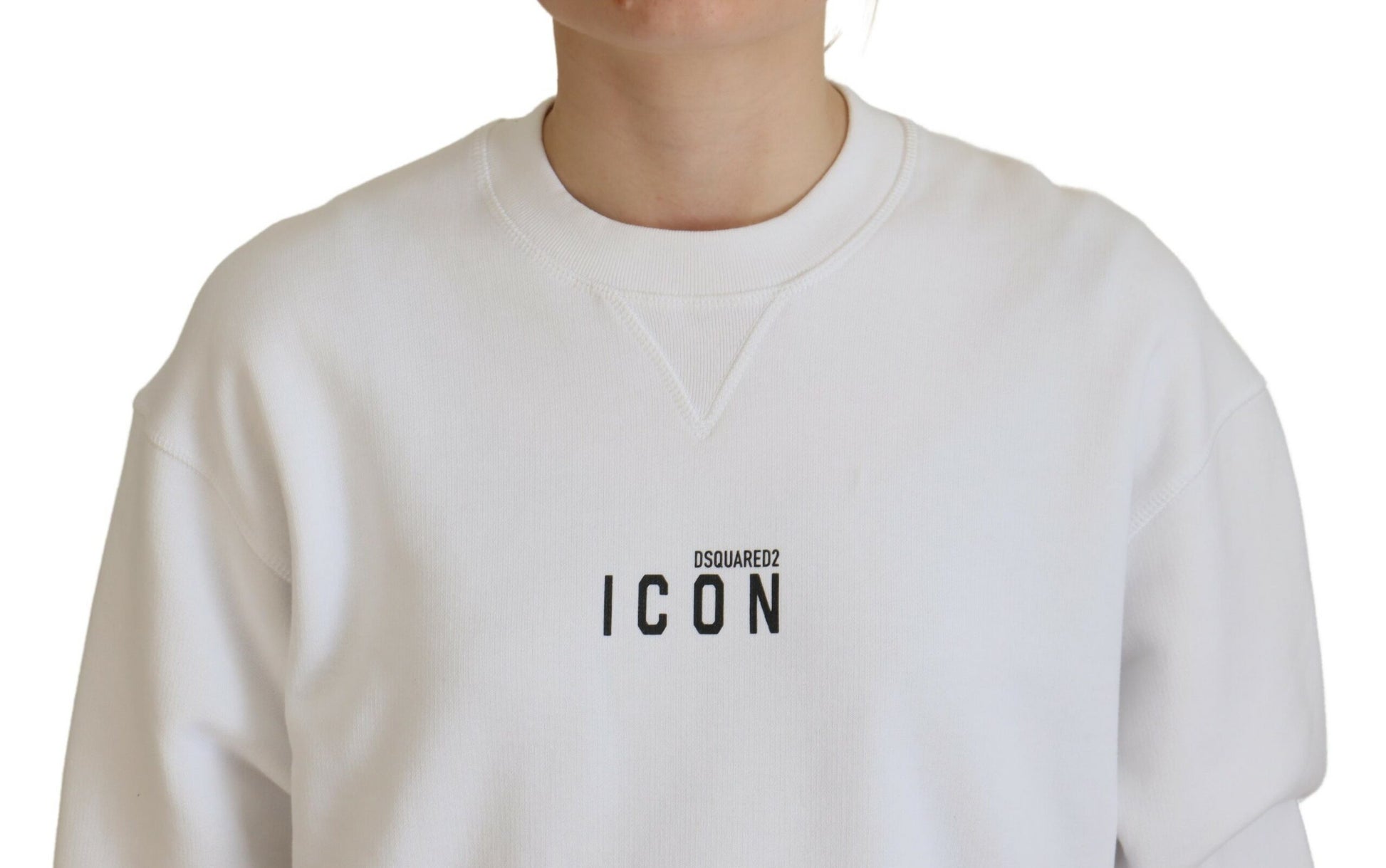 White sweatshirt with black lettering