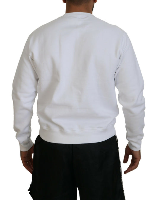 White sweatshirt on man's back