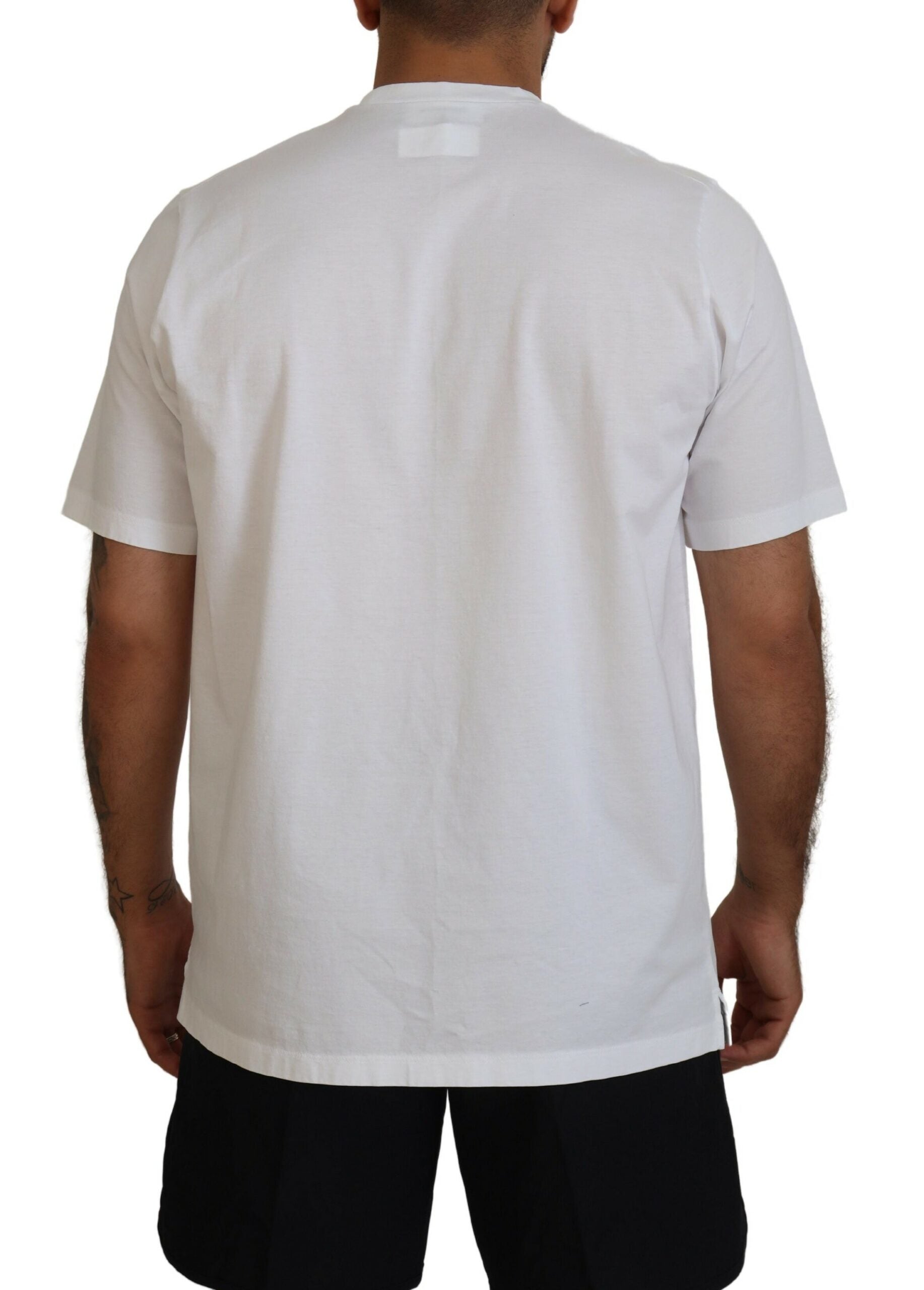 White short sleeve t-shirt on man's back
