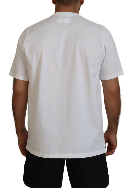 White short sleeve t-shirt on man's back