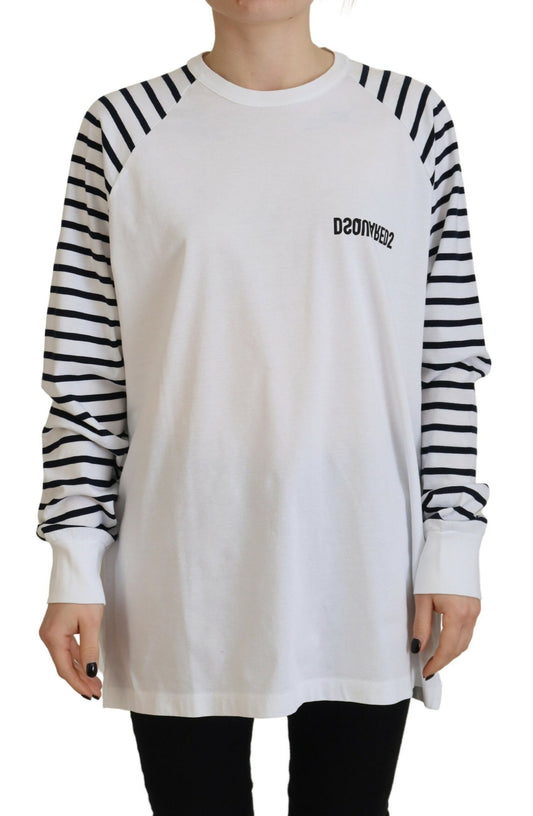 Long sleeve white shirt with black stripes
