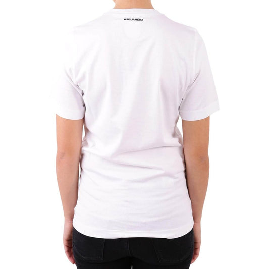 White t-shirt on a person's back