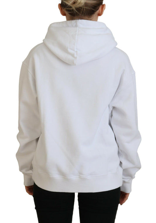 White hoodie with stripes on sleeves