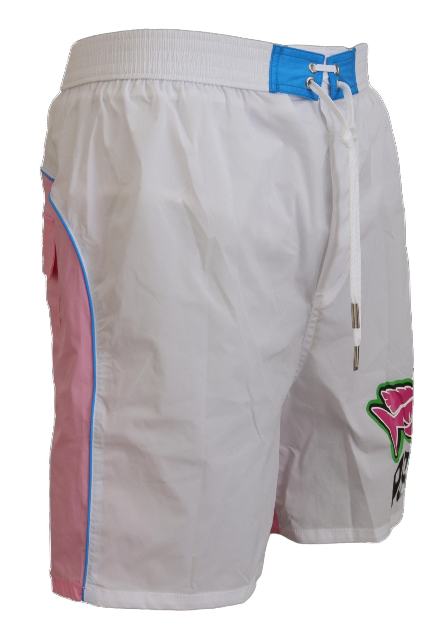 White shorts with pink trim