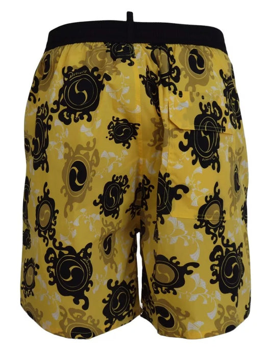 Yellow shorts with black design on waistband
