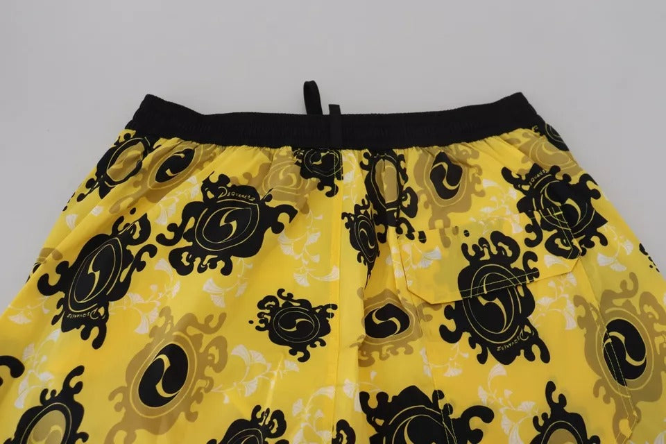 Yellow shorts with black design on waistband