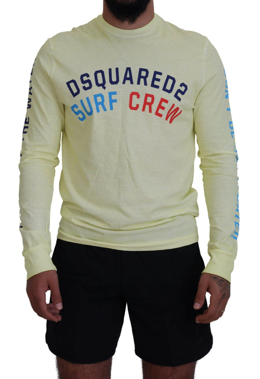 Yellow long sleeve shirt with red lettering