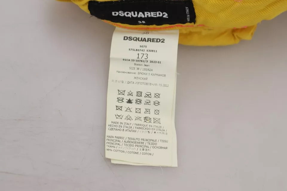Tag on yellow fabric item