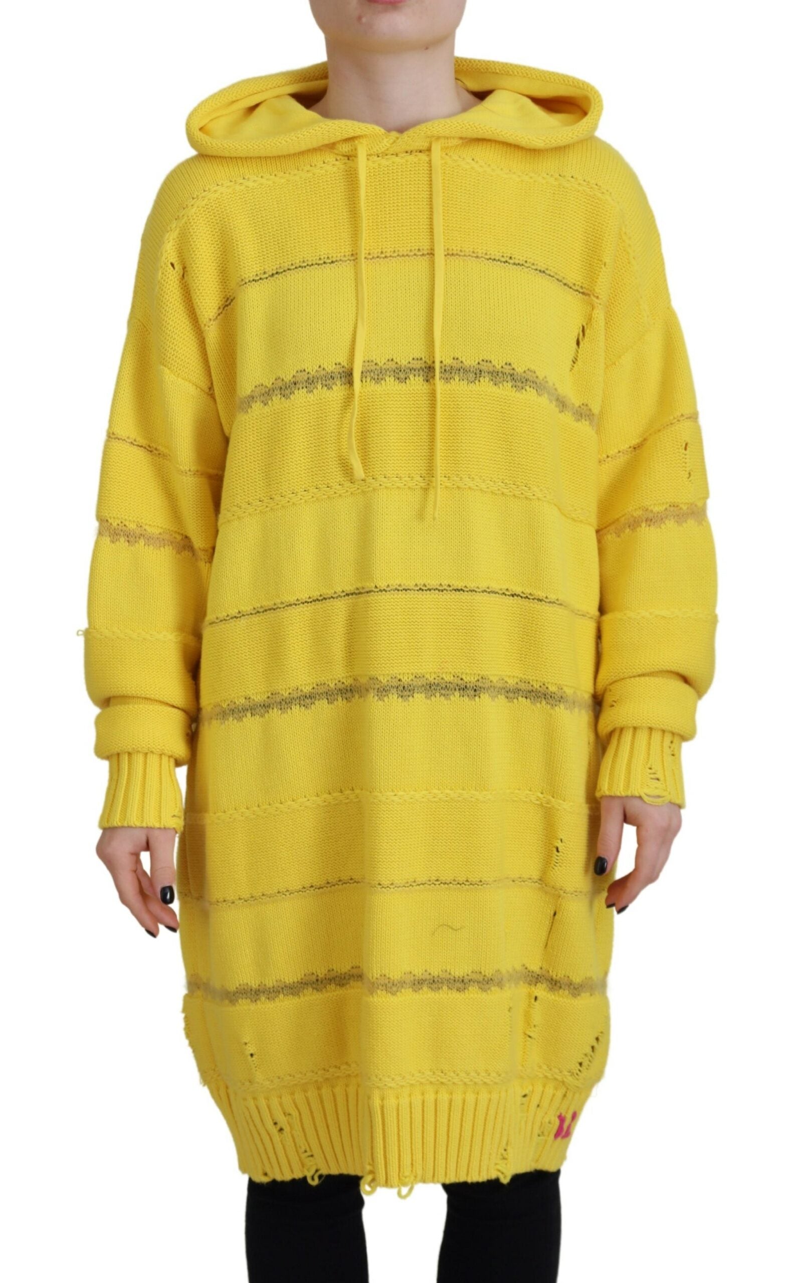 Yellow oversized sweater with fringe details