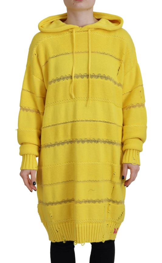 Yellow oversized sweater with fringe details