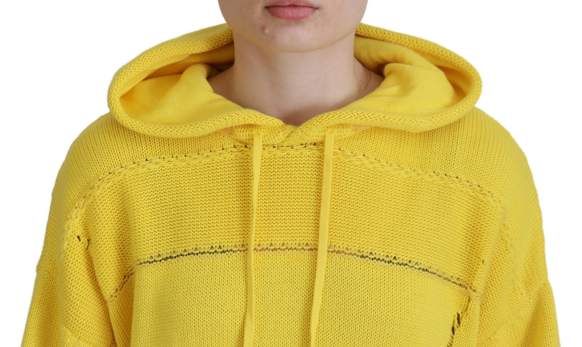 Yellow crocheted hoodie with zipper