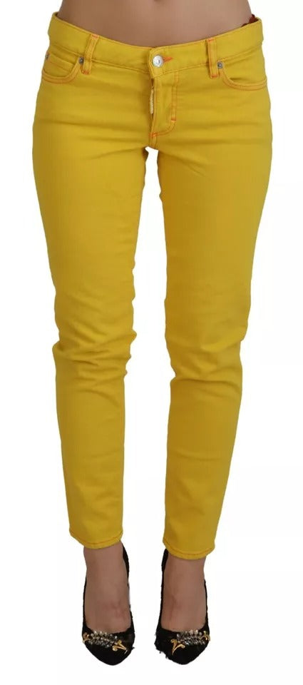 Yellow skinny jeans on a mannequin
