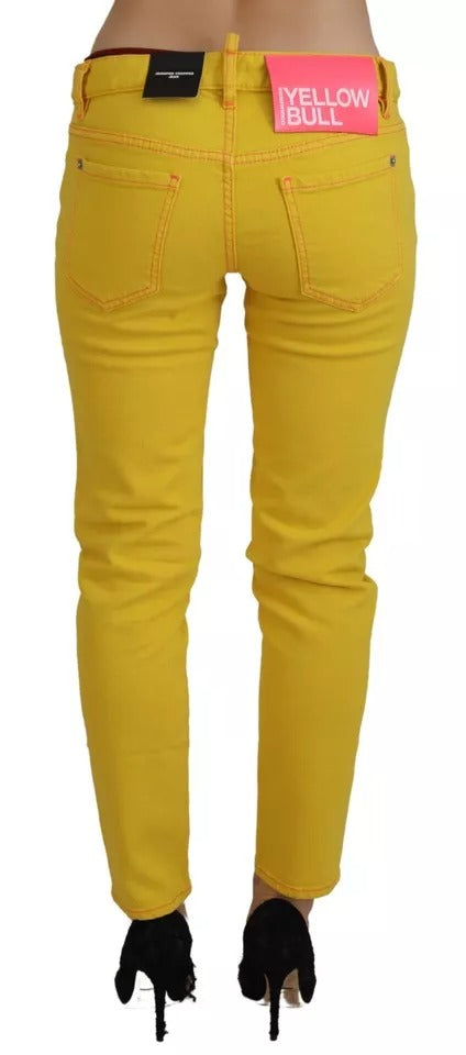 Yellow skinny jeans on a mannequin