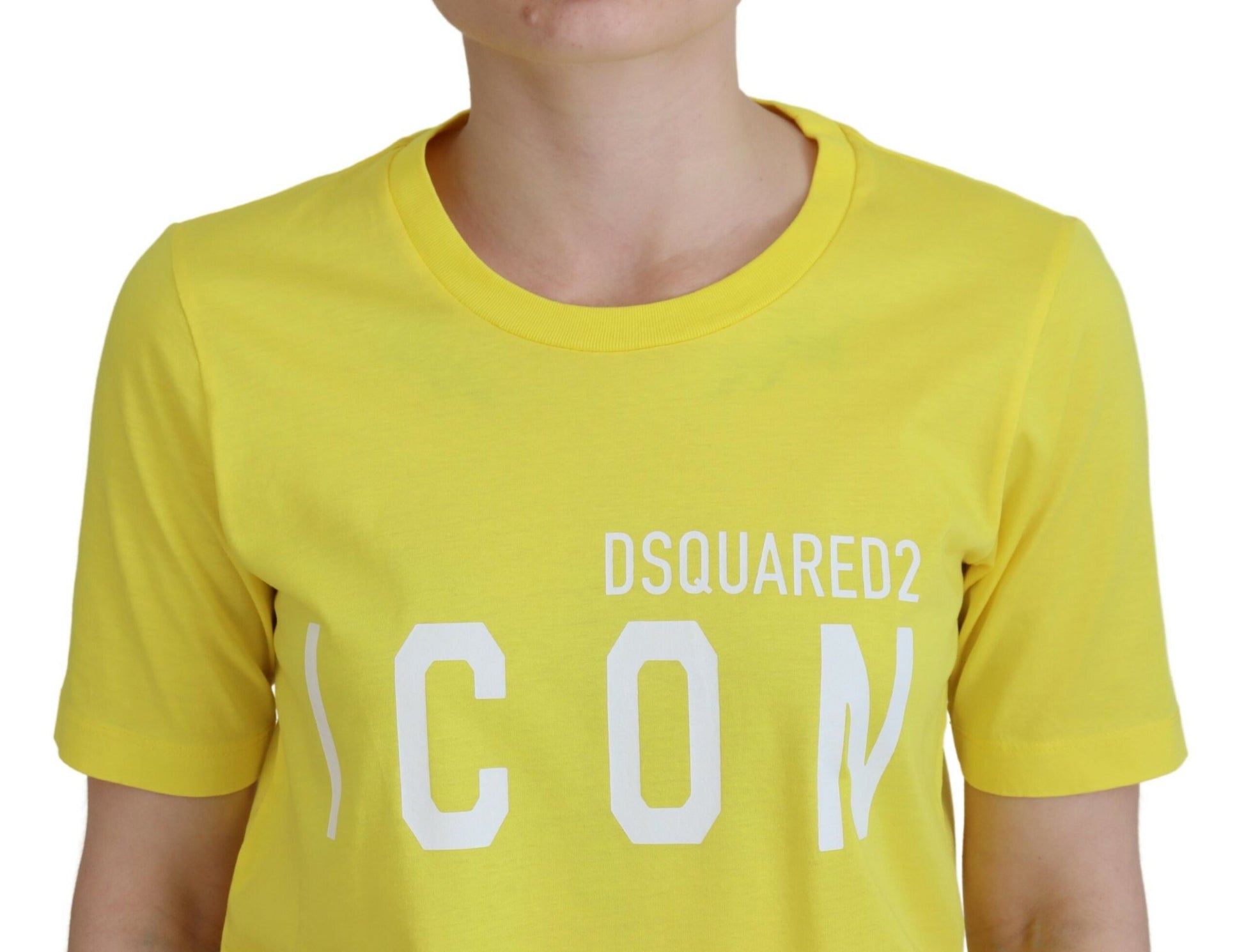 Yellow t-shirt with white lettering